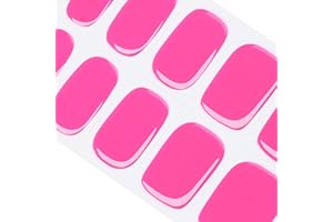 DANNI & TONI Semi Cured Gel Nail Strips (Hot Pink) Gel Nail Wraps Neon Pink Solid Color 28 Stickers