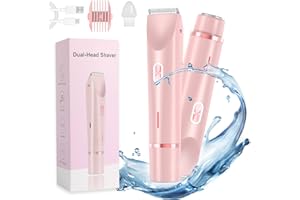 BSMAX Dermave Bikini Shaver,Dual Head Shaver Women, 2 in 1 Wet & Dry Waterproof Electric Bikini Trimmer for Women(Pink)