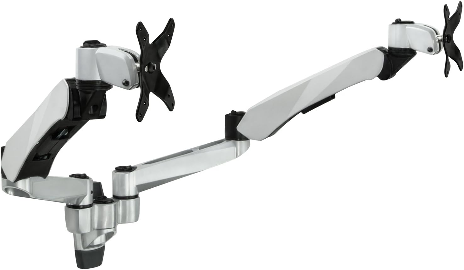 Mount-It! Dual Monitor Wall Mount with Articulating Gas-Spring Arms, VESA 75x75 mm and 100x100 mm, 19.8 lb Weight Capacity, Silver (MI-42114)