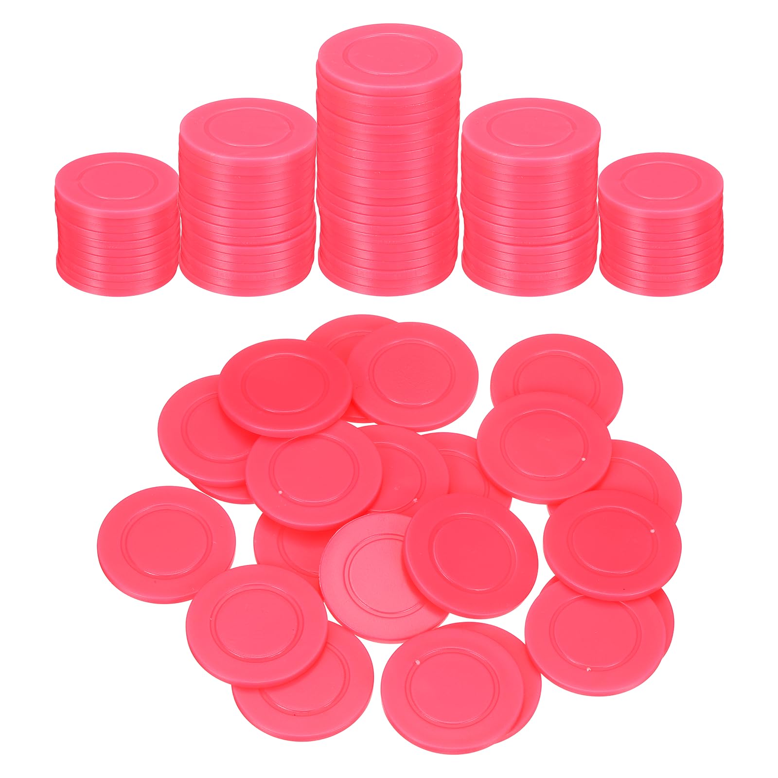 sourcing map 100Pcs 1.5 Inch Plastic Poker Chips, Mini Bingo Chips Learning Counters Counting Counters Disks Markers Opaque Game Tokens for Game Play Math Counting, Rose Red โ image 1
