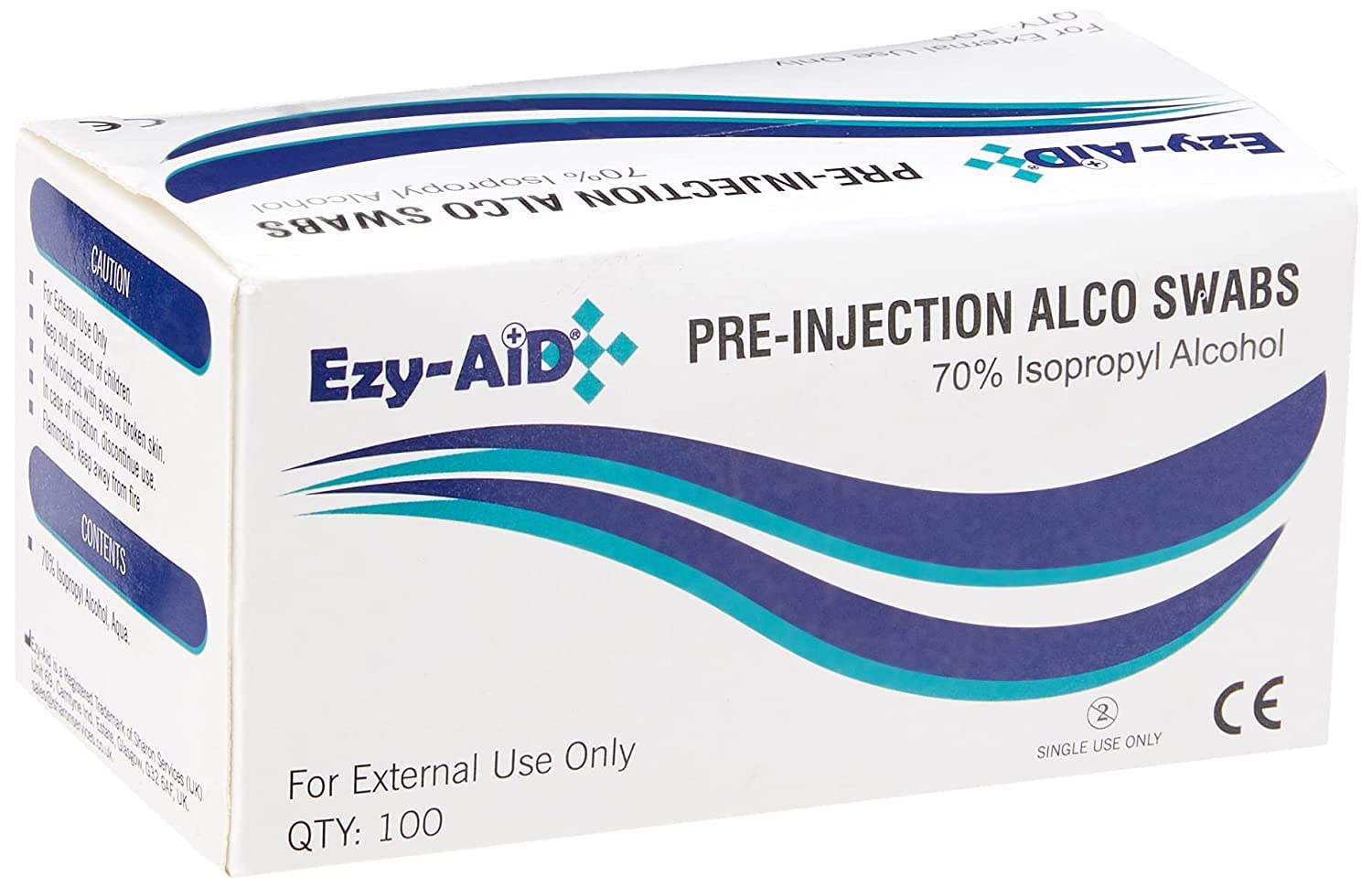 Universal EZ-Aid Pre-injection Alco Swabs, 30 mm x 60 mm, 45gsm, Pack of 100