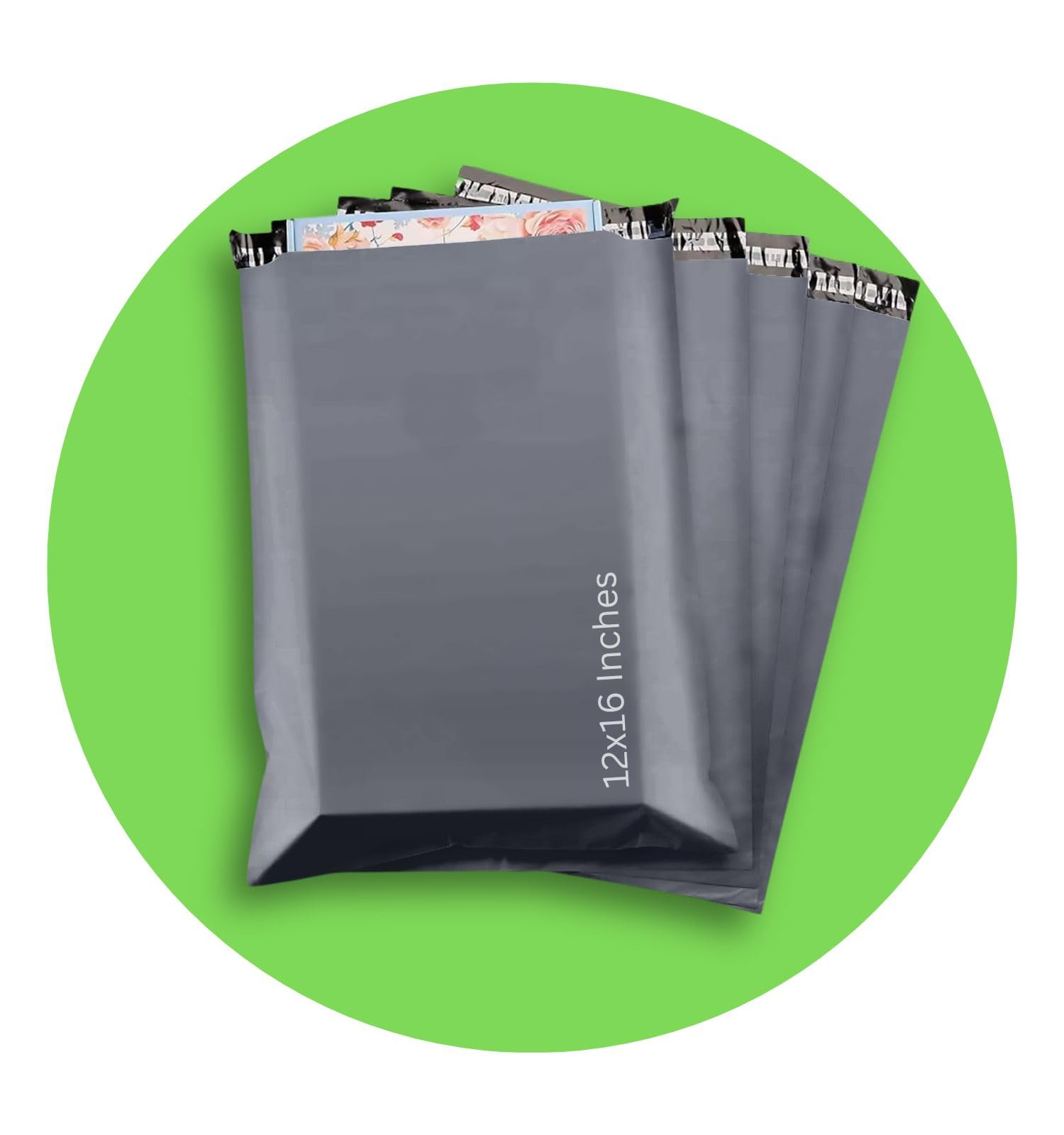 PACKY | 100 Grey Mailing Bags Strong 12" x 16" (305 x 407 mm) Self Seal Postage Bags - 100% Waterproof Recyclable Made of Polythene Durable Parcel Shipping Bags