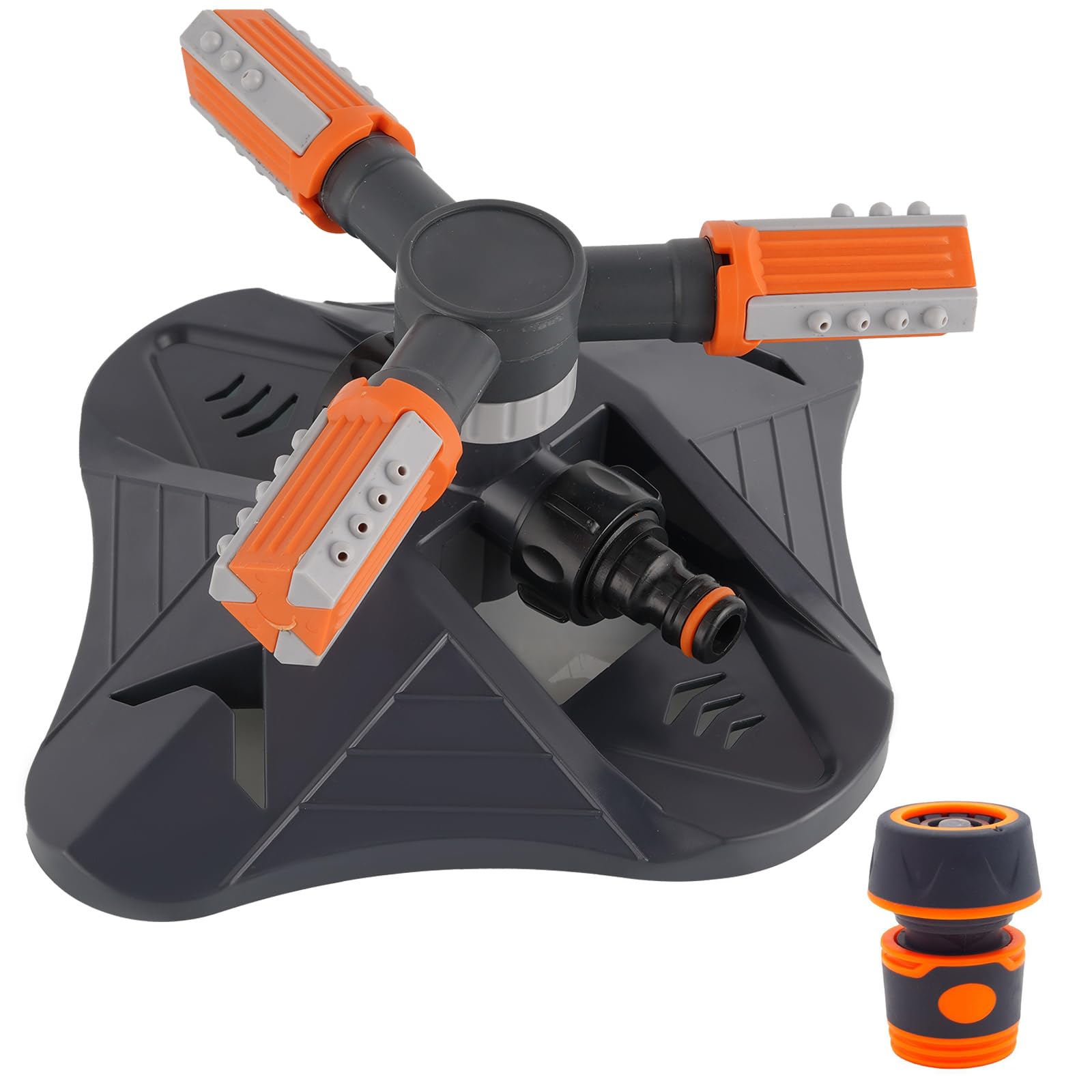 Garden Sprinkler, Automatic Lawn Water Sprinkler 3 Arms Water Sprayer with Quick Connector 360 Degree Rotating Adjustable Sprinkler for Watering Grass Garden Plants Lawn Irrigation