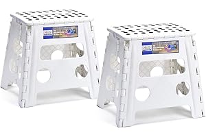 ACKO Folding Step Stool -13inch Height Premium Heavy Duty Foldable Stool for Kids and Adults, Kitchen Garden Bathroom Stepping Stool (White-2 Packs)