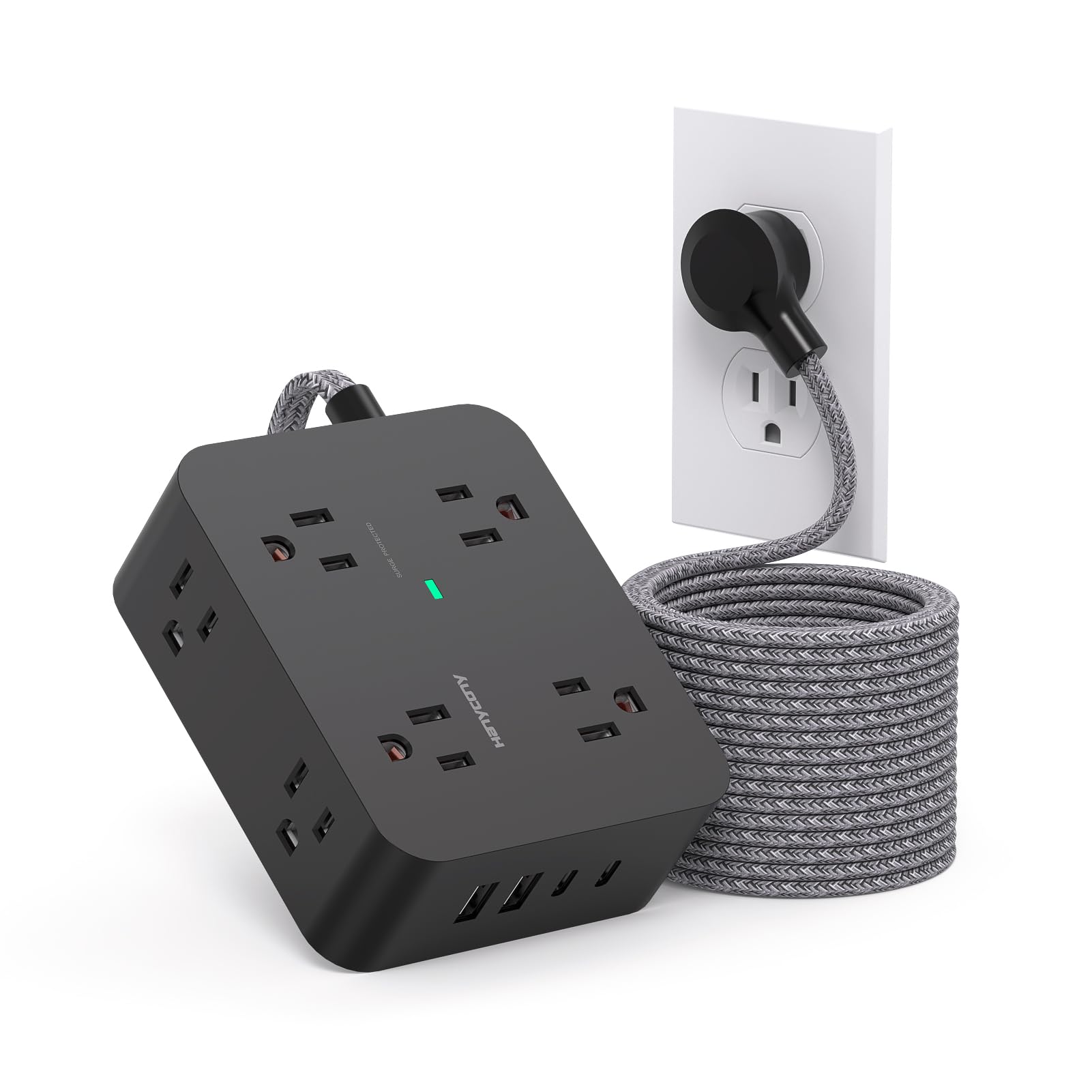 Extension Cord 20 Ft, HANYCONY Power Strip Surge