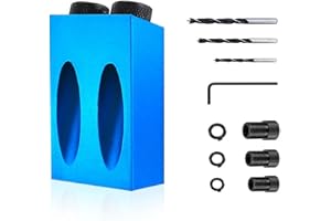 MIIDNTLX Pocket Hole Jig,14PCS 15 Degree Cabinet Hardware Jig,Dowel Jig Kit For Handle Drawer Cabinet,Power Tool Accessory Jigs,Drive Adapter Woodworking Tool For Angle Joints Adjustable Drill Guides