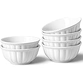 HOMBENE White Porcelain Fruit Bowls, 4.7 Inch Serving Bowls,Ice Cream Bowl, Kitchen Bowl Set, Microwave and Dishwasher Safe, Set of 6