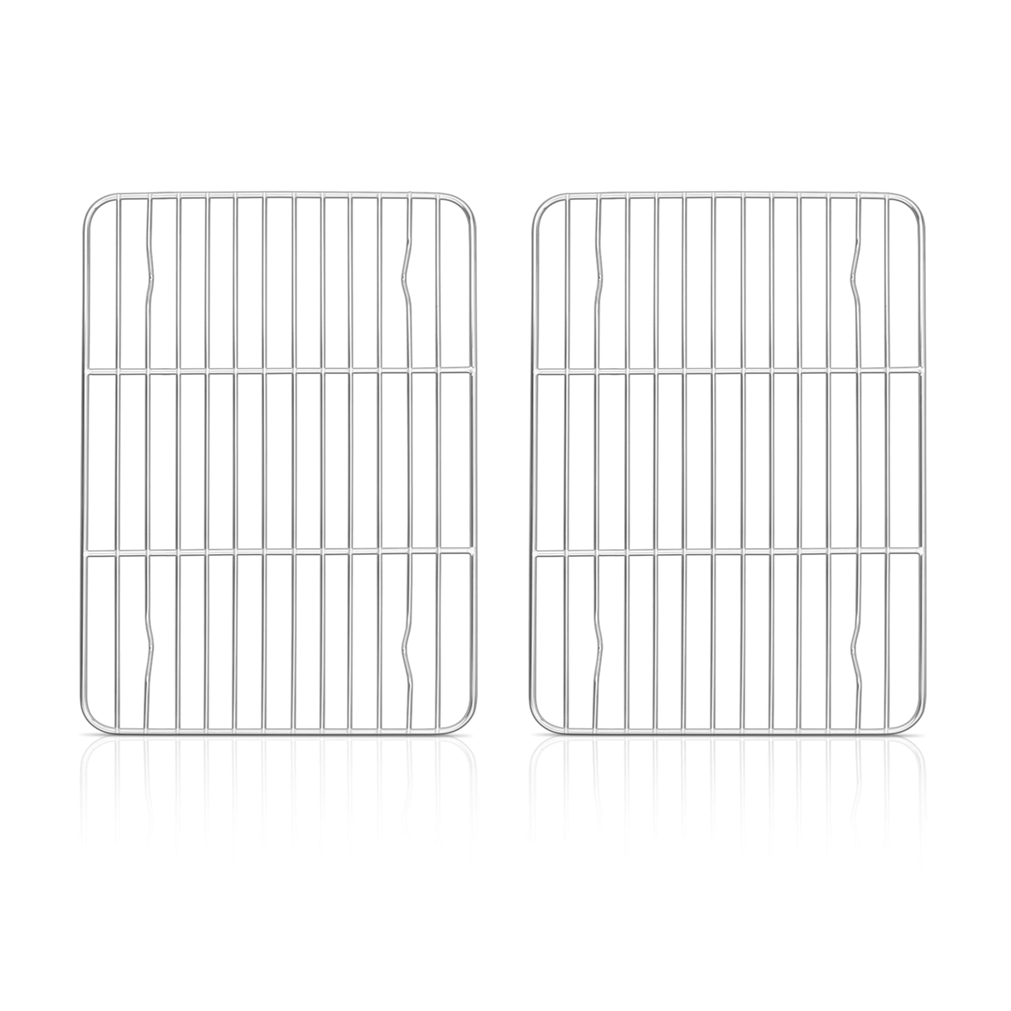 Cooling Rack Set of 2, Herogo Stainless Steel Wire Grill Rack for Baking Roasting Cooling, 22 x 16 x 1.5cm, Small Rectangle Oven Shelf for Cake Cookie Bread, Oven Safe & Dishwasher Safe