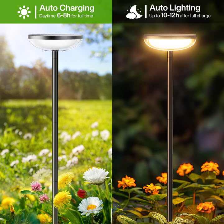 GEARLITE Solar Lights for Outdoor Garden Pack of 4, 3500 K Natural White Solar Lights for Outdoor Use with 1000 mAh Battery, 40 Lumens Extra Bright Garden Decoration with IP65 Waterproof for Outdoor Patio Outdoor