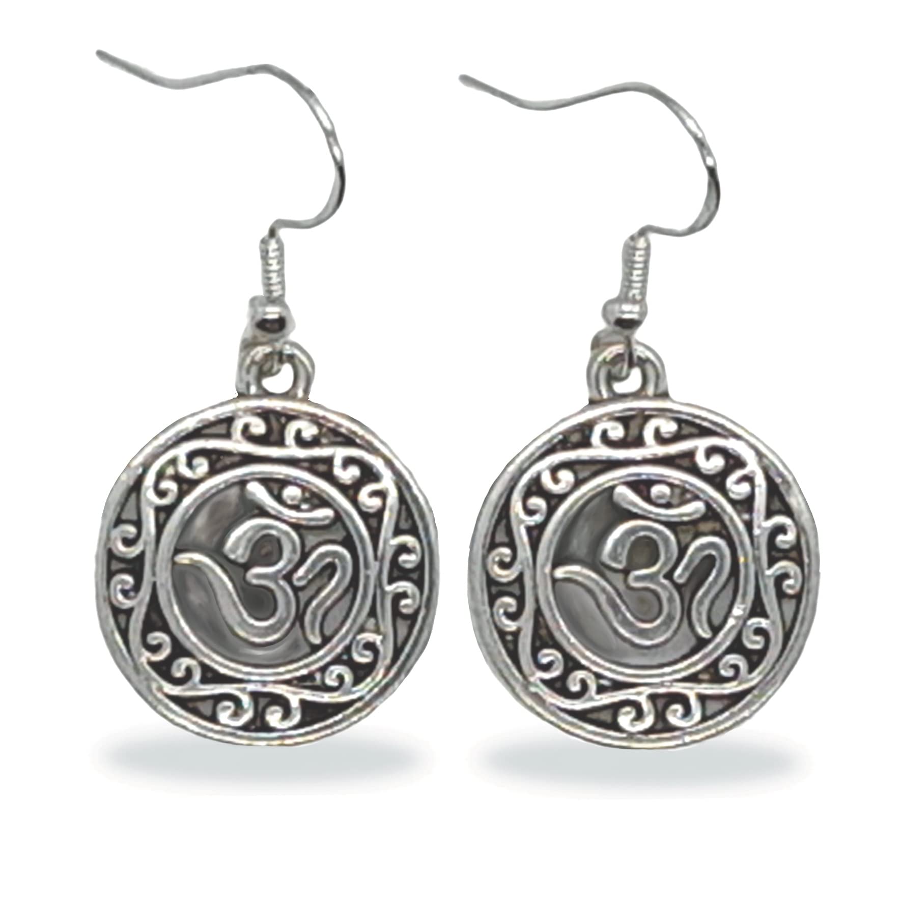 Om Symbol Earrings with Sterling Silver 925 Hooks for Hippy Chicks, Spiritual events and Festival Wear Om Ohm Aum Sign