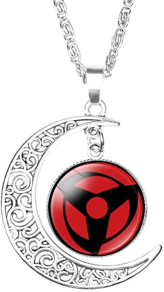 Naruto Crescent Pendant Necklace Six Pointed Star Writing Round Eye