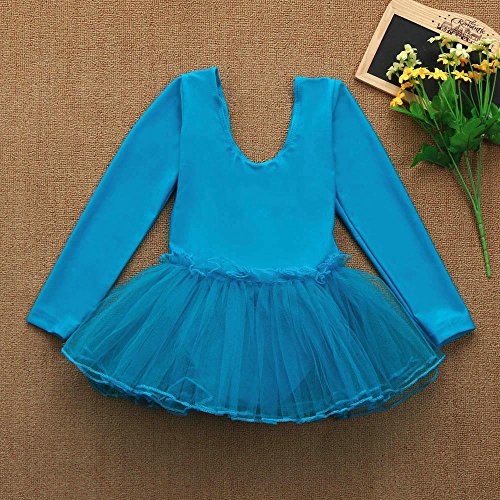Tiean New Toddler Girls Gauze Leotards Tops Bodysuit Dancewear Dress Clothes Girls Outfits (4 T, Blue)