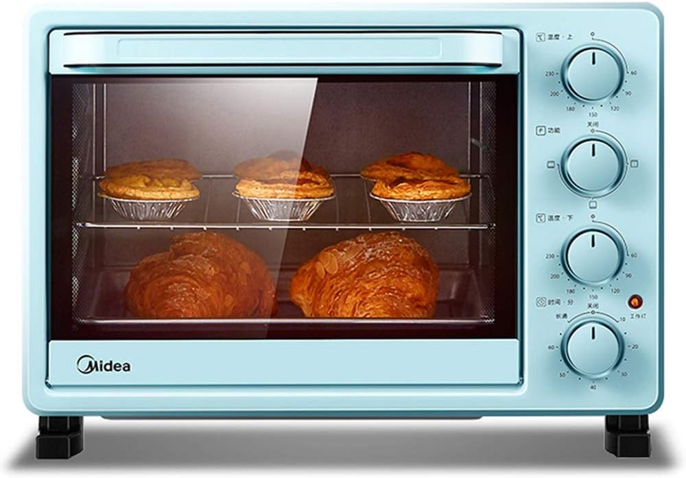 Modern Mini Oven| Toast Oven with Convection|Electric Oven | blue Small Oven | Independent temperature control | 25L|4 Drawers|Removable Crumb Tray |Timer Setting|Circulating Air Function|1400W