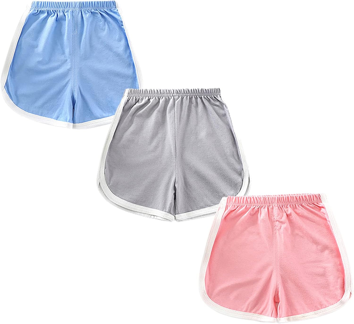 Soarsue Girls Boys 3 Pack Running Athletic Shorts, Kids