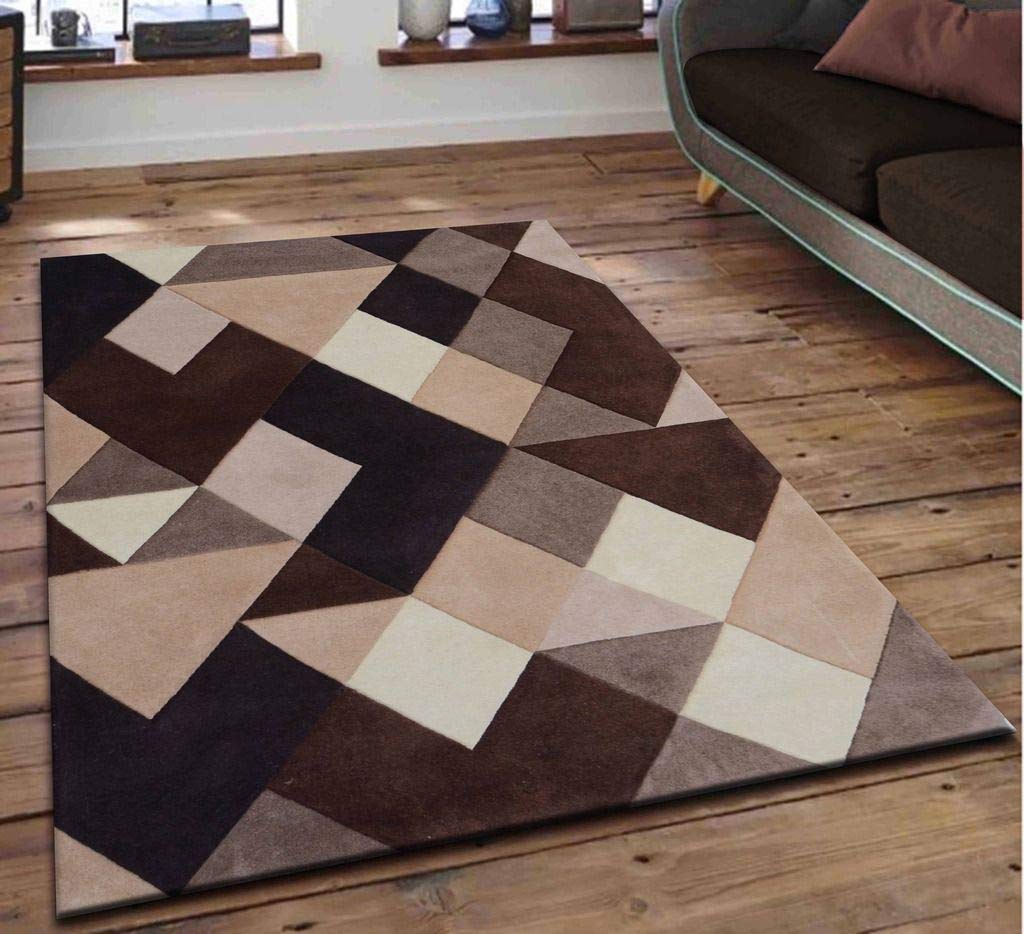 HiFi Carpets Embossed Carved Handmade Export Quality Tuffted Pure Woollen Thick Geometrical