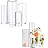 5pcs Glass Vase Cylinder Vases for Centerpieces Small Flower Glass Clear Vases Home Decor Centerpiece Table Flower Vase Decorations for Wedding Decoration&Holiday Mixed Sizes Tall