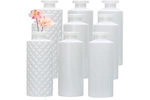 Brajttt Glass Bud Vase Set in Bulk, 9pcs Mini Vintage Flower Vases for Wedding,White Relief Vase for Centerpieces,Home Table Flower Decor, Party Decorations
