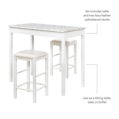 Linon White Piece Faux Marble Tavern Set in Oman Whizz Table