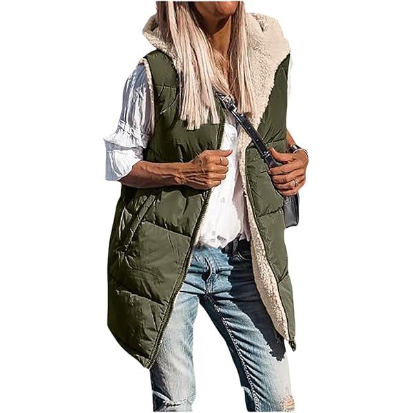 Baimiu Long Vest for Women Sleeveless Reversible Fleece Jacket