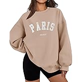 LOMON Oversized Sweatshirt for Women Crewneck Long Sleeve Casual Fleece Tops Graphic Hoodies Pullover Sweater