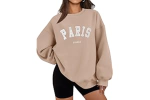 LOMON Oversized Sweatshirt for Women Crewneck Long Sleeve Casual Fleece Tops Graphic Hoodies Pullover Sweater