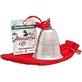 Bevin Bells “It’s a Wonderful Life” Silver-Plated Christmas Tree Ornament | Official Movie Bell Keepsake | Red Ribbon & Velvet Gift Bag Decoration, Christmas Decoration, Wedding Gifts