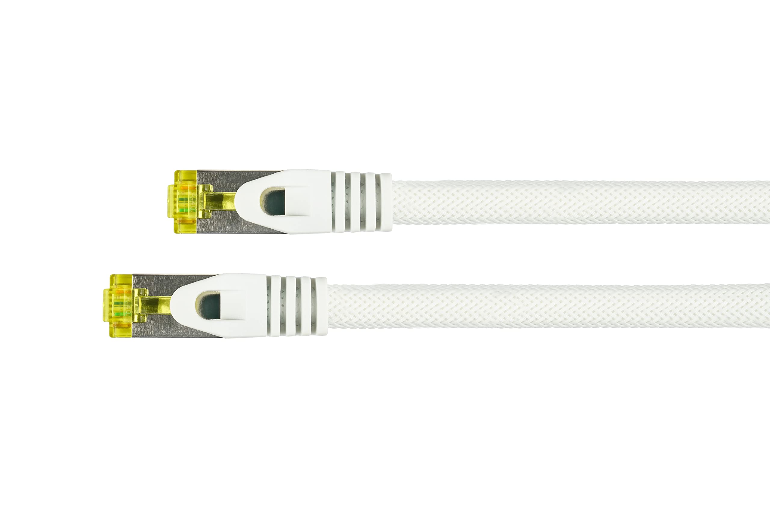 Python Series Ethernet LAN Patch Cable with RNS latch protection and Nylon Mesh white White 1 m