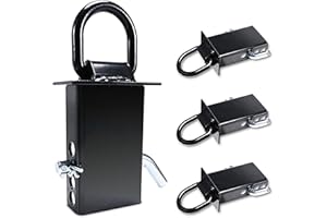 AYMMIC Stake Pocket D-Ring, Heavy Duty Adjustable Trailer Stake Pocket D Ring, Fit Standard 2” x 4” Stake Pockets, 4 Holes for Adjustment, 16,200 lbs, Tie Downs Utility for Flatbed Trucks(4 Pack)