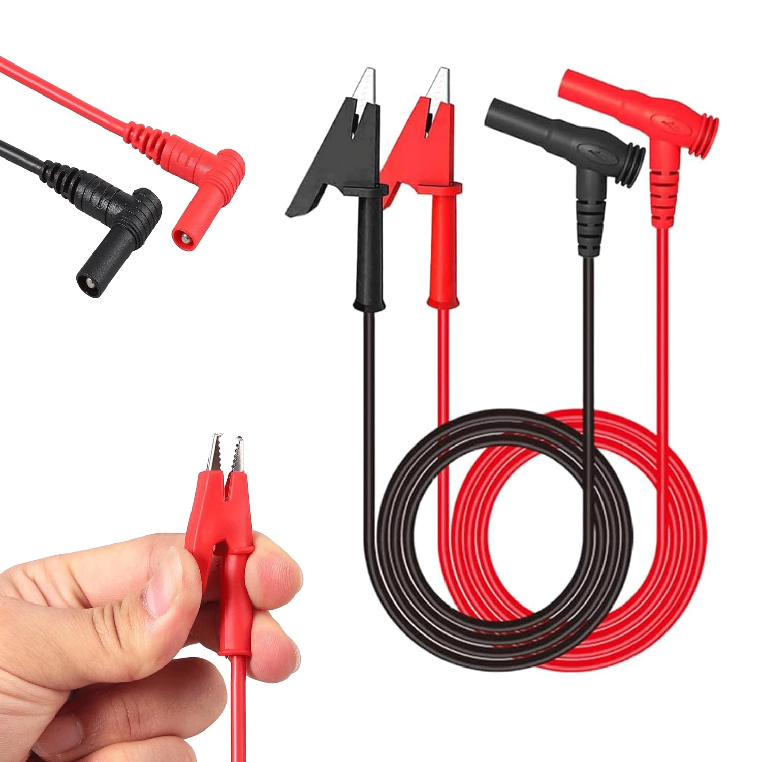 2PCS Multimeter Test Leads, 4mm Banana Plug to Alligator Clips Cable, Multi Meter Digital Test Leads Multimeter Test Leads Kit for Digital Multi Meter Electric Tester Leads of IC Components