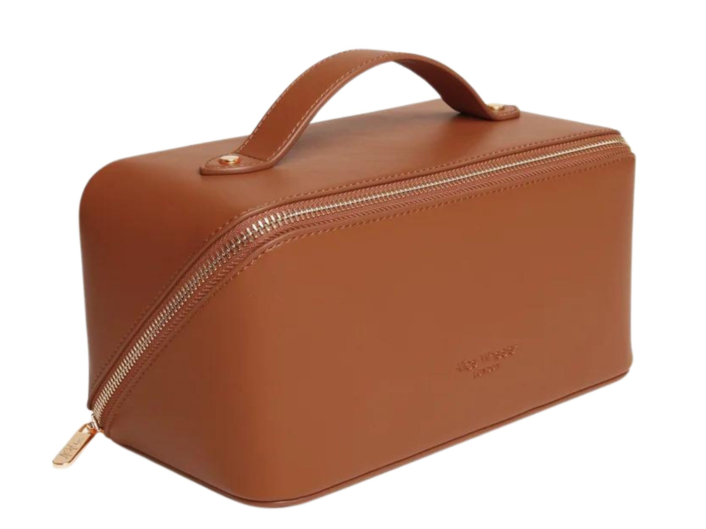 Alice Wheeler Vegan Nappa Train Case Beauty Concertina Fold Out Organiser (Tan)