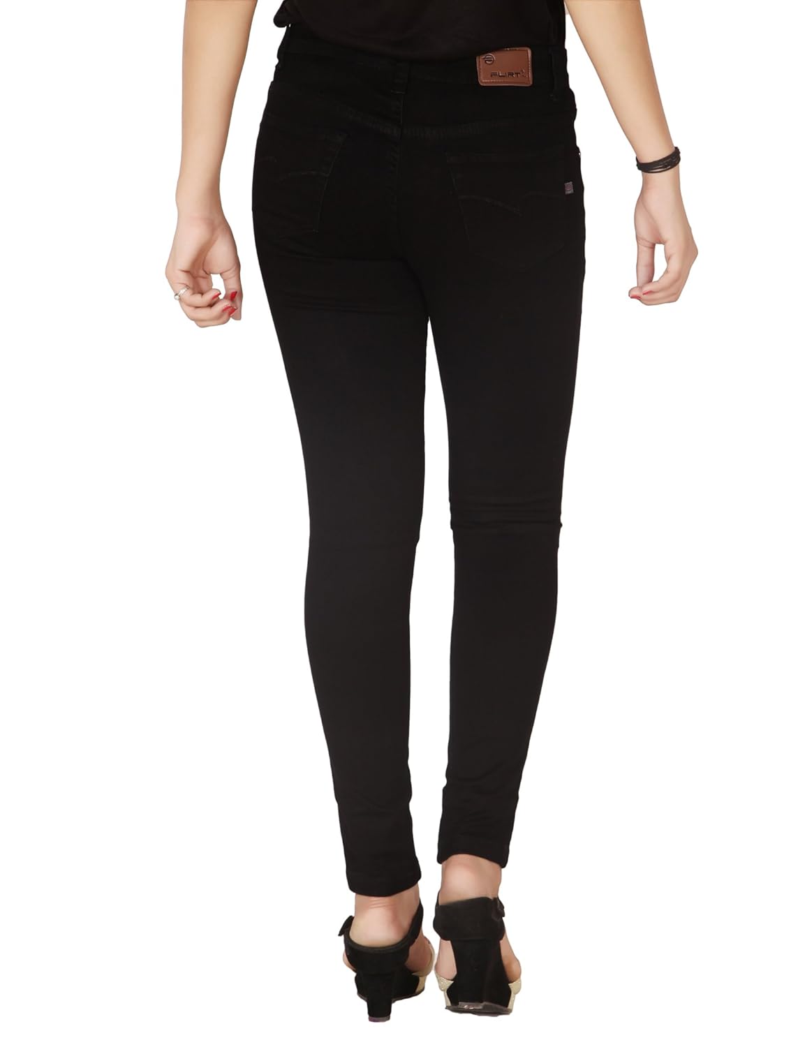 flirt nx women's denim stretchable black slim fit jeans