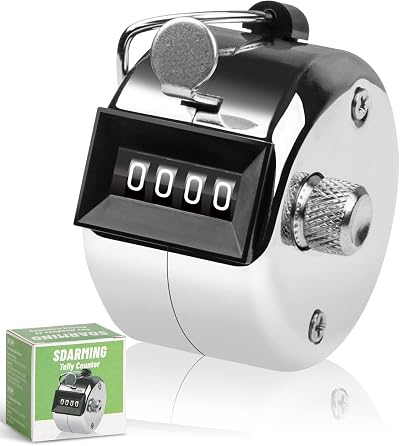 SDARMING 4-Digit Tally Counter Metal Hand Clicker 0-9999 Golf Scoring