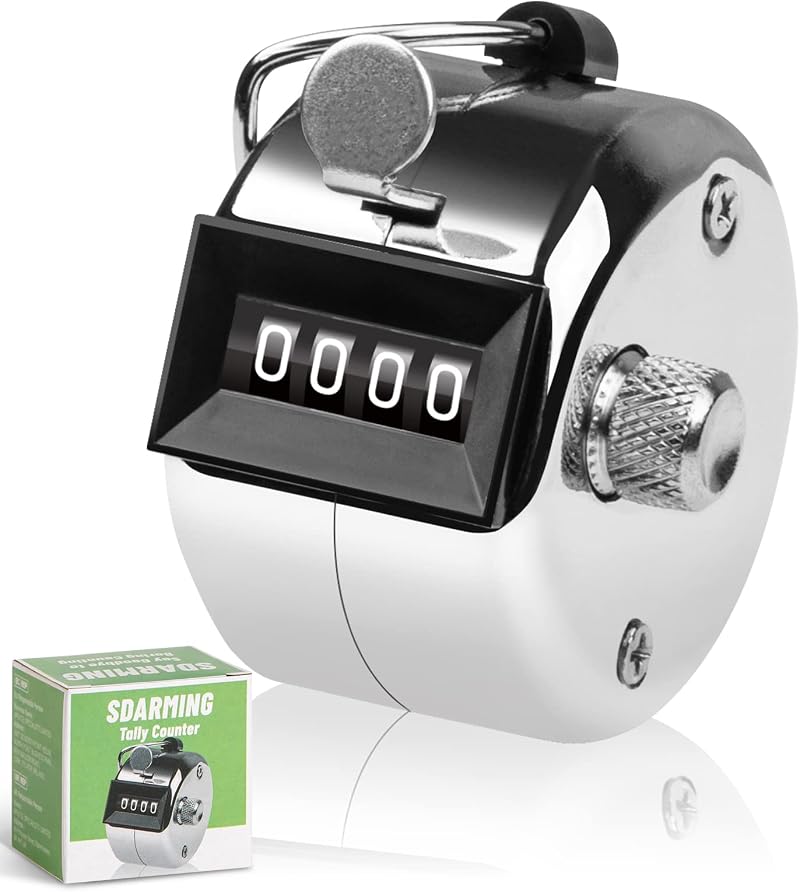 SDARMING 4-Digit Tally Counter Metal Hand Clicker 0-9999 Golf Scoring