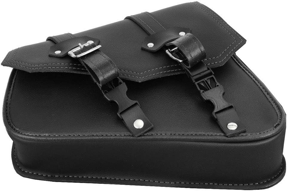 061-Black Motorcycle Saddle bag Leather Motorbike Solo Left side Single Equipment Storage Organizer Seat pack Saddle bag Waterproof Storage tool Box Black - Image 5