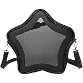 Vobomo Star Shape Ita Bag Pins Display Crossbody Bag PU Leather Backpack Y2k Aesthetic Cute Handbag (Black)