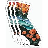 3Pcs California Poppy Sticker - California Map - Flower Lover - Cute - Sticker for Water Bottle - Mug - Laptop - Notebook - Luggage