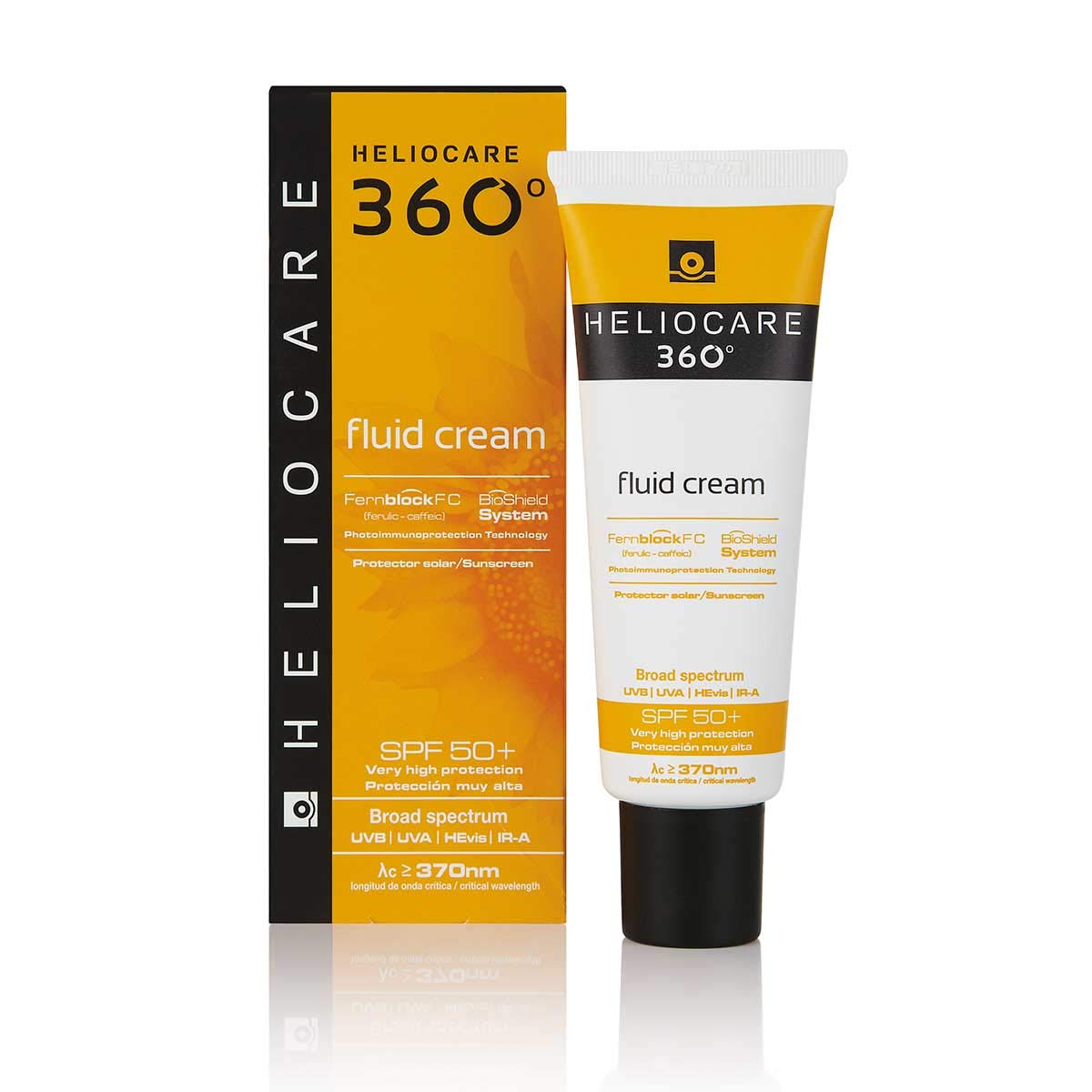Heliocare® 360° Fluid Cream SPF50+ 50ml / Sun Cream For Face / Daily UVA, UVB Visible light and infrared-A Anti-Ageing Sunscreen Protection / Dry and Normal Skin Types / Hydrating