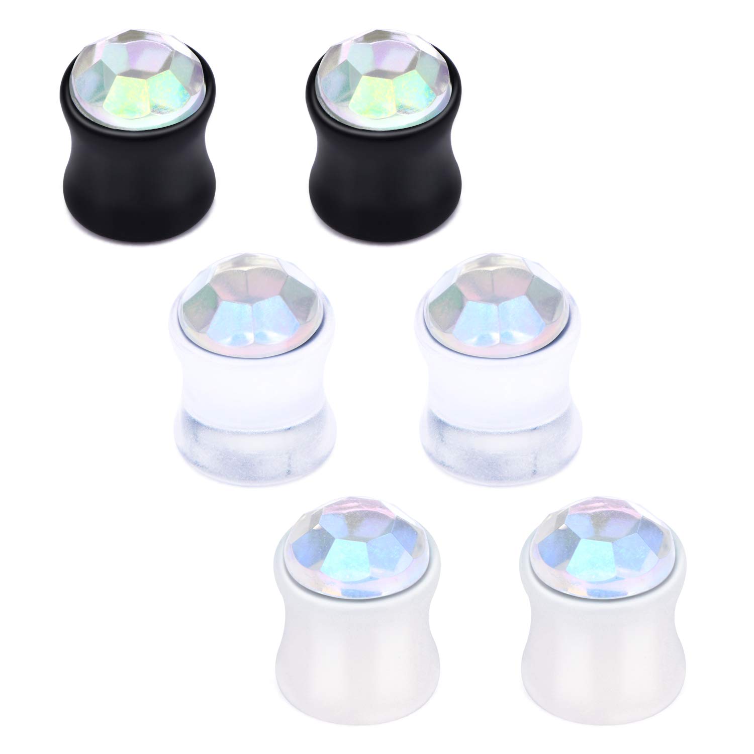 AVYRING Clear CZ Stone Ear Gauges Acrylic Screw Ear Plugs Tunnel Ear Expander Stretcher Piercing 12MM Ear Tunnels Piercing