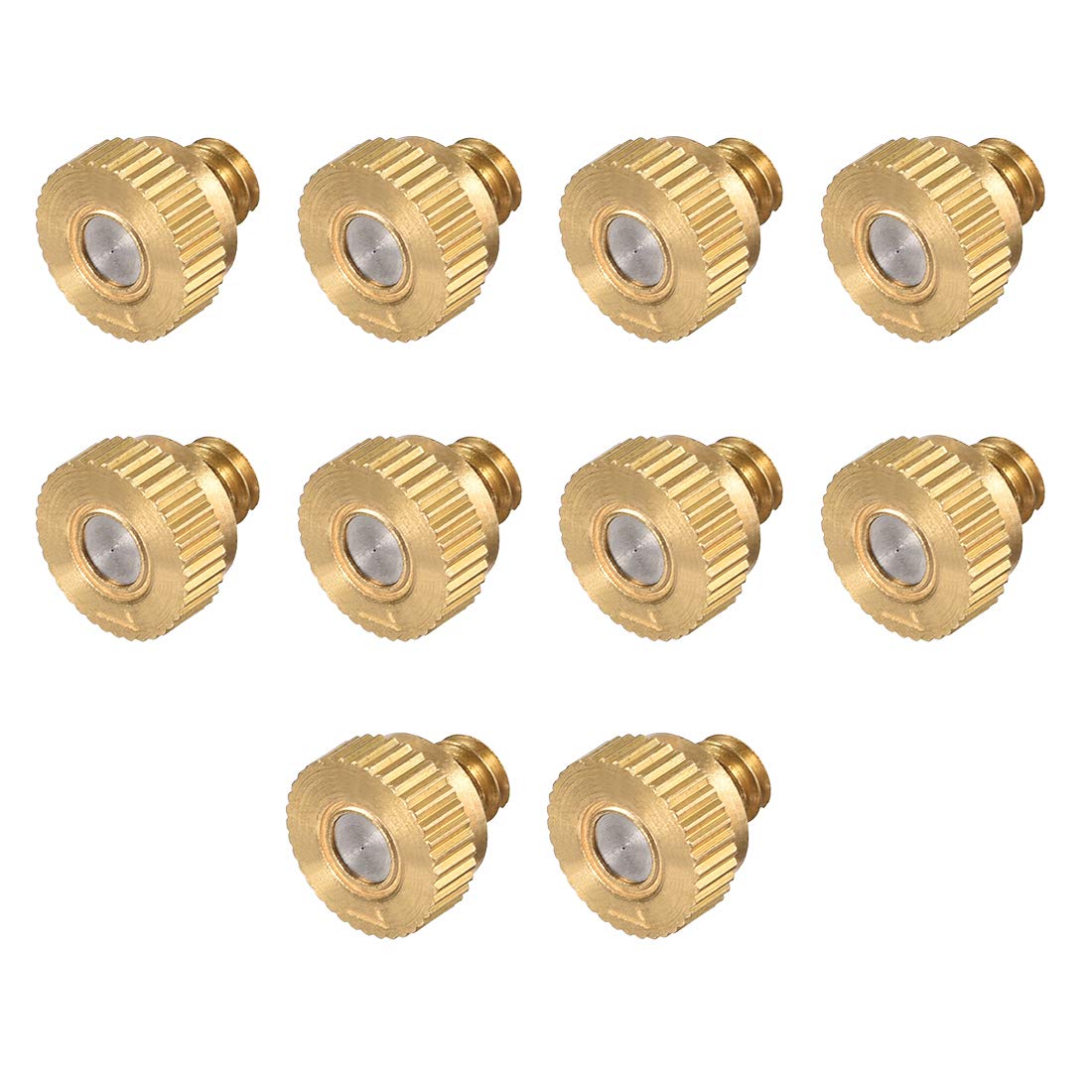 sourcing map Brass Misting Nozzle - 10/24 UNC 0.1mm Orifice Dia Replacement Heads for Outdoor Cooling System - 10 Pcs