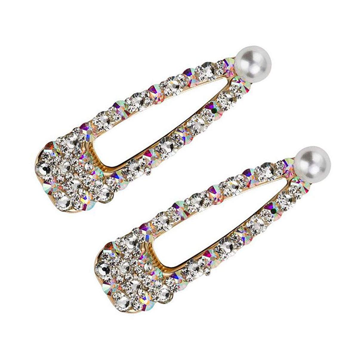Fodattm 2PCS Women Lady Rhinestone Crystal Hair Clips Hairpin Fashion Alloy BB Hairgrip Hair Accessories (B#)