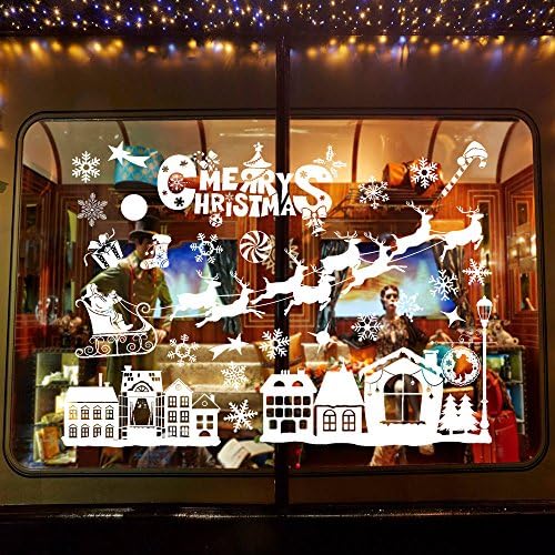 Christmas Window Stickers, Calans Christmas Window Clings Christmas Sticker Decorations 22''15'' Removable Christmas Stickers Clearance 814