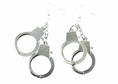 Handschellen Ohrringe Hänger Miniblings Polizei Handcuffs Handfesseln Fesseln XL