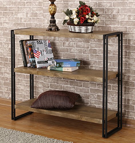 FIVEGIVEN 3 Tier Bookshelf Rustic Industrial Bookcase with Modern Open Wood Shelves, Sonoma Oak