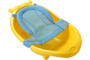 HKSICHENGKEJI Baby Bath Tub Portable Non-slip Mesh Bathtub Newborn Infants Toddlers Spine Protection Pad Folding Bath Mat Bath Tub Seat Support Baby Sink Bath Pad Shower Support for Boys Girls Age 0-3 (Blue)