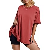 EXLURA Womens Summer Oversized T Shirts 2026 Casual Short Sleeve Loose Maternity Tops Crewneck Tunic Plus Gym Workout Top
