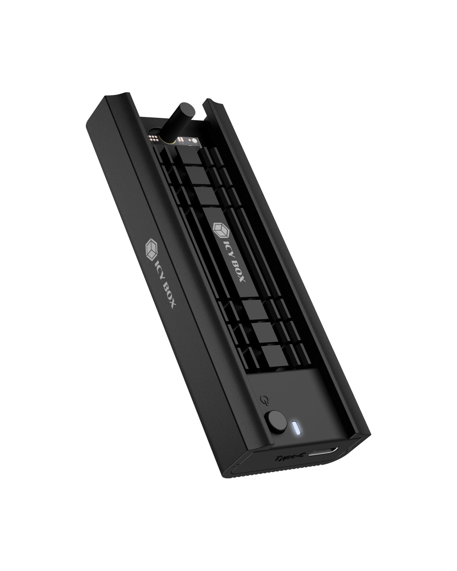 ICY BOX M.2 NVMe & SATA SSD Docking Station, USB 3.2 (Gen2, 10 Gbps), Tool-less, USB-C & USB-A, PCIe M-Key, Aluminium, Black
