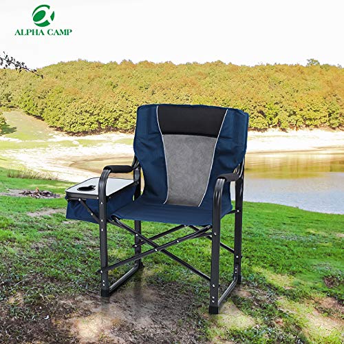 Alpha Camp Director Chair Folding Camping Chair With Side Table Heavy Duty Portable Chair With Cup Holder Cooler Bag Steel Outdoor Chair For Adults Oversized Lawn Chair For Picnic Capacity 350 Lbs Pricepulse