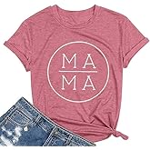 COLORFUL BLING Mom Shirt for Women Boy Mama Letter Print Tshirt Rainbow Graphic Mama Top Mommy Casual Tee