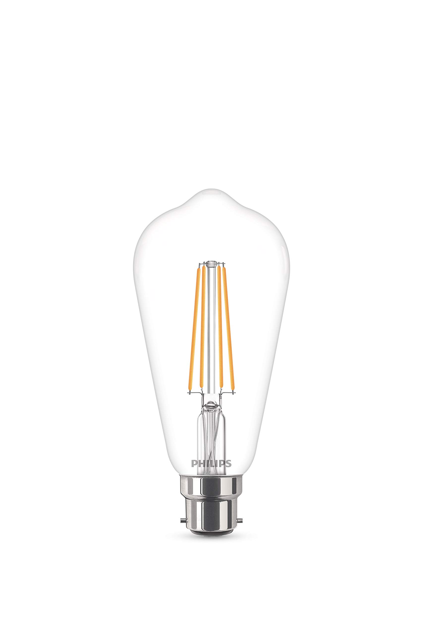 Philips LED Premium Classic ST64 Clear Light Bulb [B22 Bayonet Cap] 40W, Warm White 2700K, Non Dimmable.