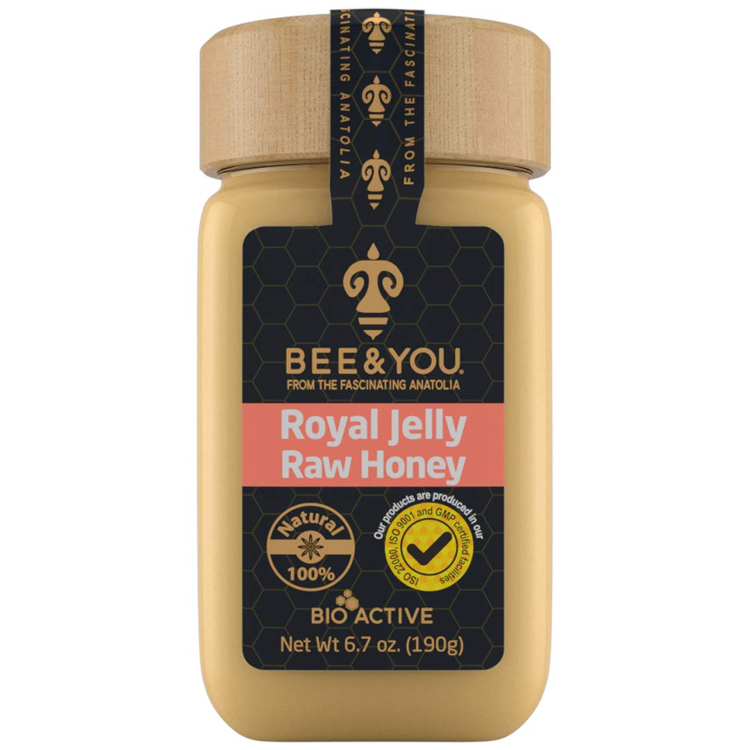 Bee and You Royal Jelly + Raw Honey Mix – Pure – Superfood – No Additives/Flavors/Preservatives Added – 6.7 oz